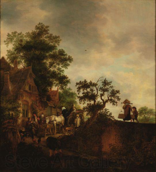 Isaac van Ostade Travellers Halting at an Inn France oil painting art